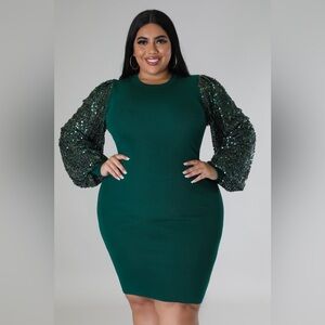 Holiday green sweater dress